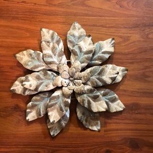 Blue, Cream and Brown Metal Wall Flower.